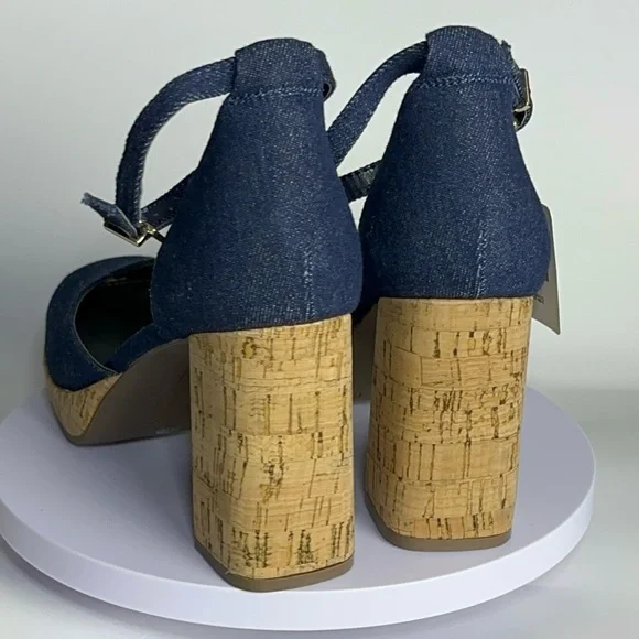 Worthington Denim & Cork Block Heel Pumps | Size 9.5 - Picture 5 of 6